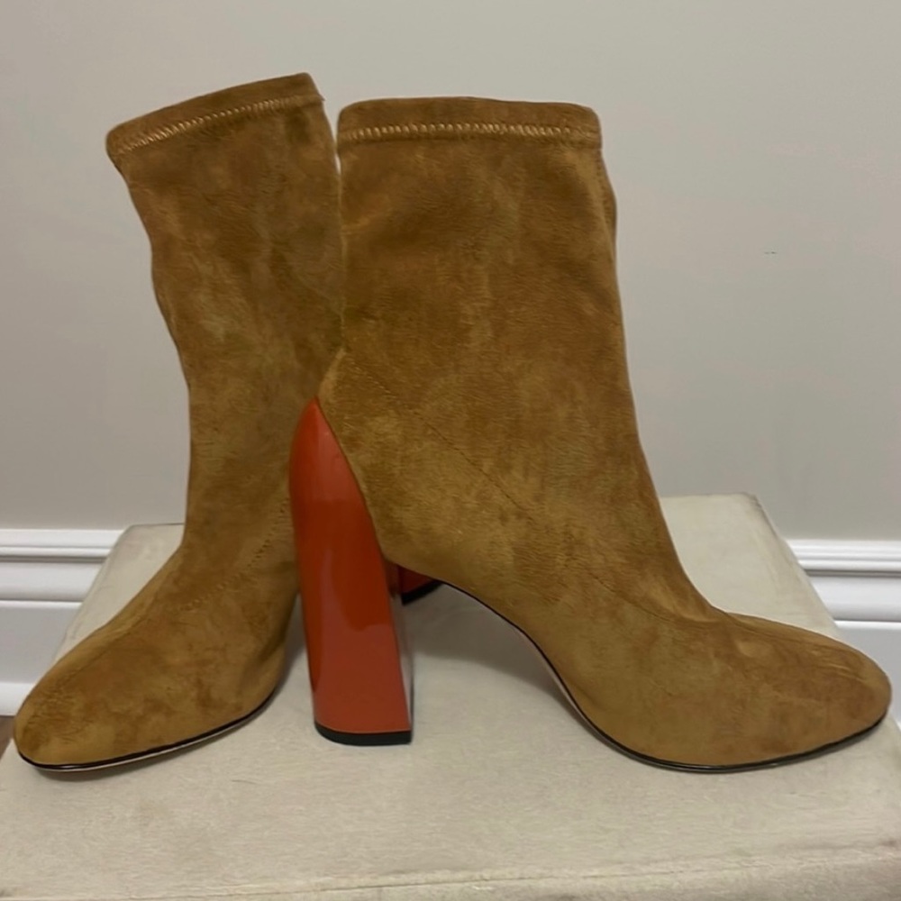 COPY - Hermès Tan & Orange Block Heel Booties sz37